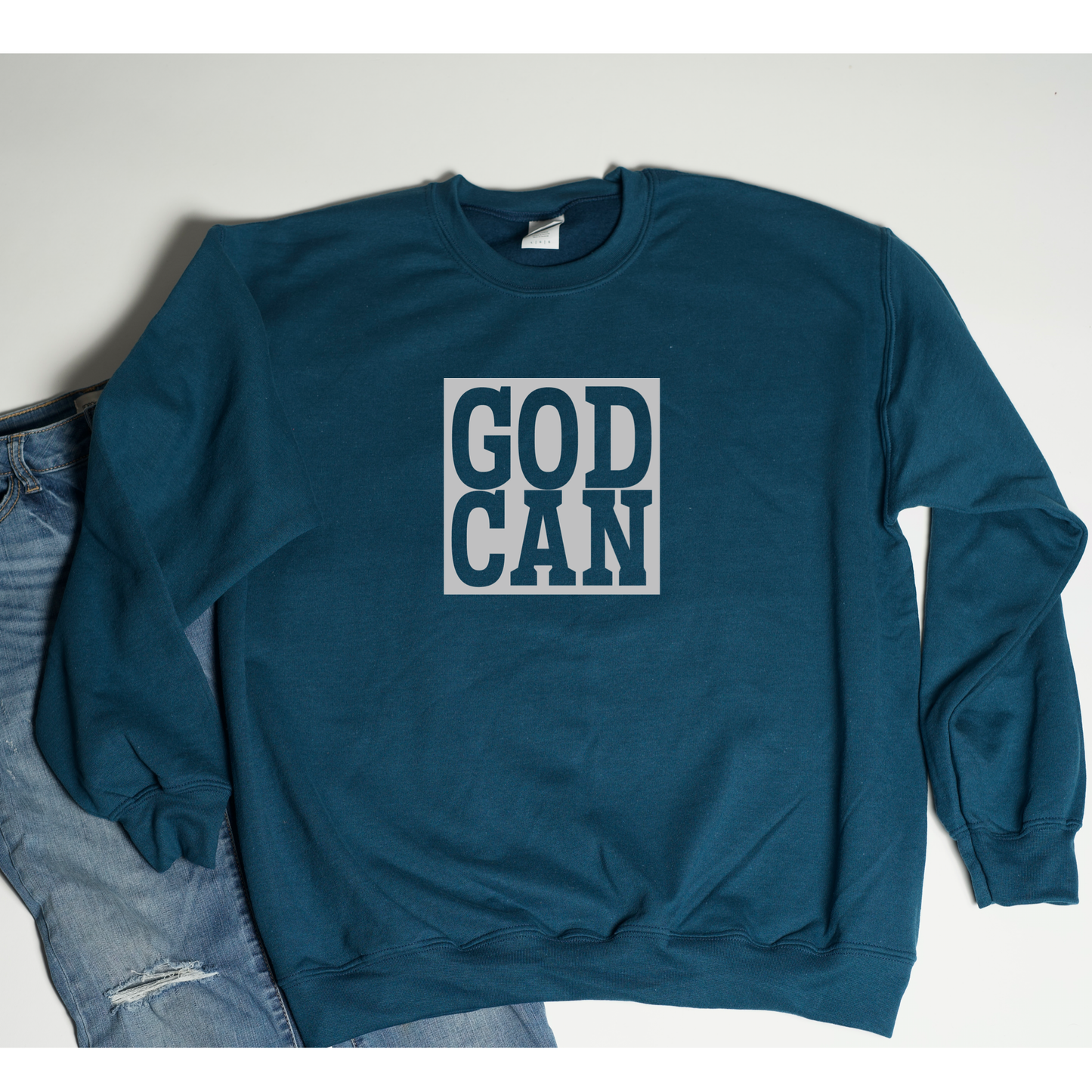 God Can Reflective Block Crew Sweatshirt/Hoodie
